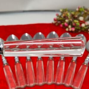 9X Tbsp Clear Vtg Martha Stewart MSE Stainless Acrylic Flatware Lot Table Spoons
